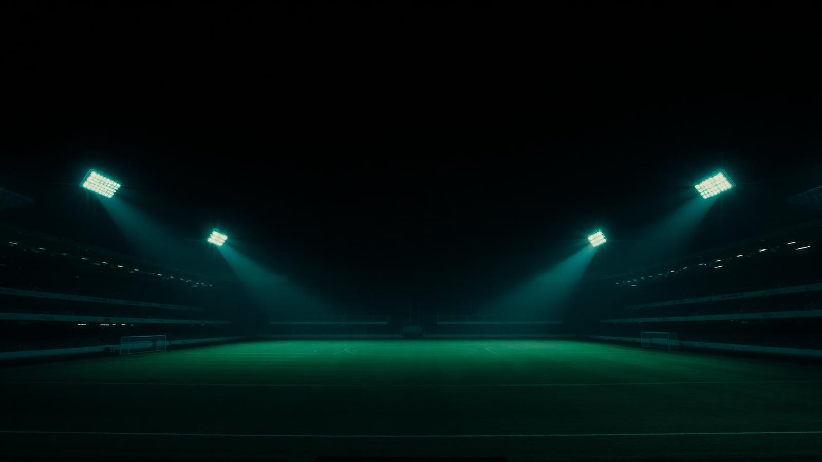 Fussballstadion bei Nacht unter Flutlicht